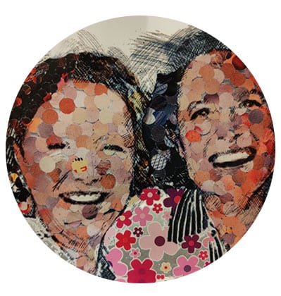 Portrait printed on plexi in digital confetti